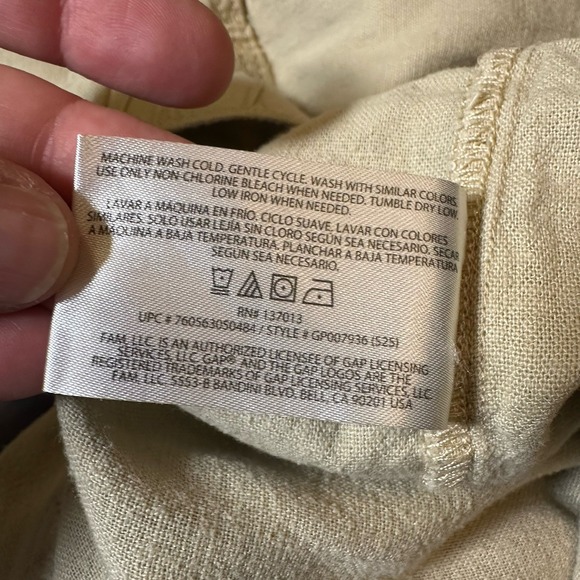 GAP Women's XL Tan Khaki Wide Leg Pants Linen Rayon Drawstring Casual Relaxed - Picture 12 of 12